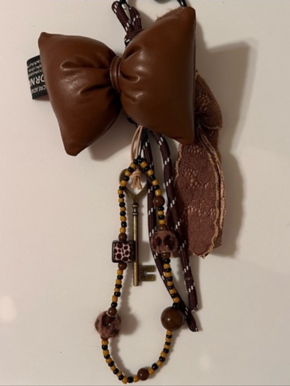 Leather Bow Keychain Charm (Brown)🤎